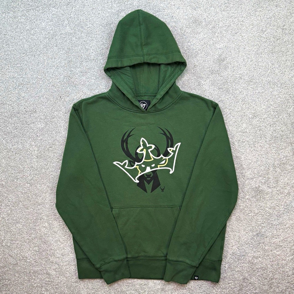 '47 Brand Milwaukee Bucks Hoodie Mens Medium Green Pullover Sweatshirt NBA